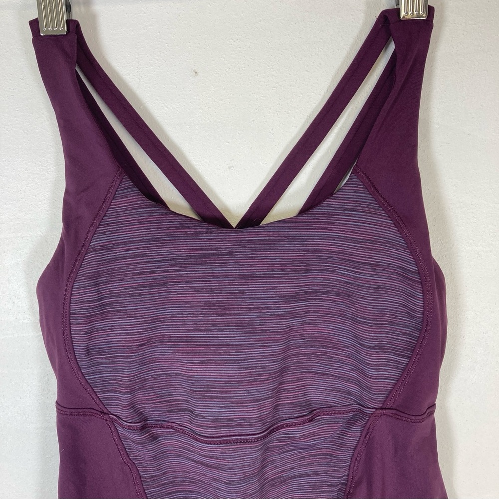 Lululemon Energy Tank Top Women’s Size 8 Purple Striped Gym Yoga Running Sport - Picture 10 of 11